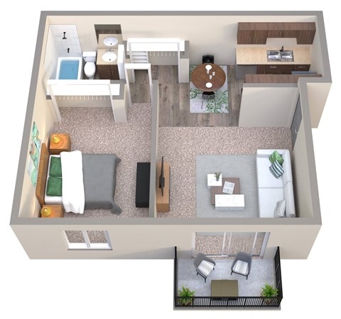 Floor plan for 1 bed, 1 bath, 550 sqft